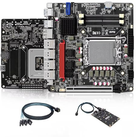 AIOPCWA Q670 LGA 1700 NAS Mainboard 6 Bay, 4 x i226 2.5GbE LAN Mini ITX Motherboard with 6× SATA3.0, 6× NVMe PC Motherboards with DDR5 16GB RAM 128GB SSD, PCIe x16 (with Adapters)