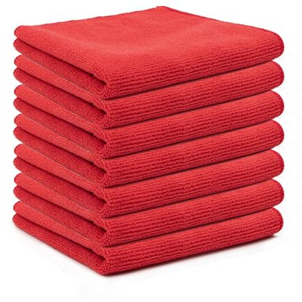 SMTCM 10 Stück Mikrofaser Reinigungstücher Lappen 25 * 25CM Rot Allzwecktücher Weich Putztüch Mikrofasertücher Saugfähige Küche Tücher Geschirrtücher Fusselfrei Waschbare Putzlappen für Haus Auto