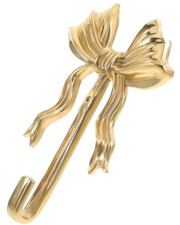 HOMSFOU Brass Bow Hook Wall Hanging Hooks Bag Hooks for Tables Decorative Hooks Balcony Hanger Bow Decor Multi Heavy Duty Adhesive Hooks Transparent Prong Wall Decor Coat Hook Wall Golden
