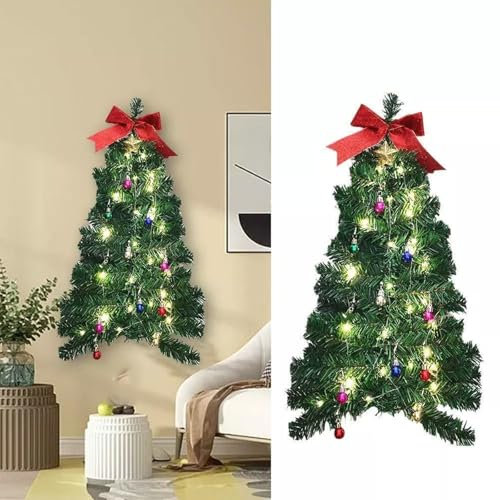 Générique Albero di Natale Artificiale, Realistico, Facile Installazione, Festa di Natale, Verde, 70 x 34 cm, Cerchi in Legno