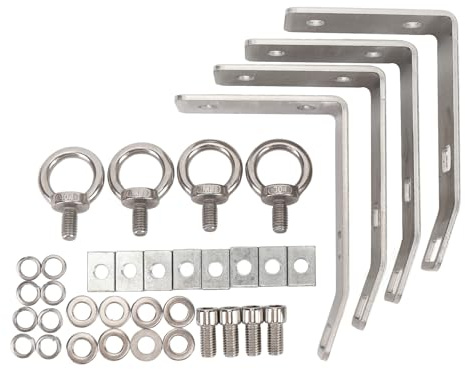 TKSE T Slot Truck Cross Bar,Load Stops Roof Rack,4PCS Load Stops Replace,T Track Mount Tie Down Anchor,3mm Thick Stainless Steel T Bolt Eye Nut Tie Down Rings for Ladder Firewood Skis Kayak