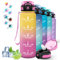 Gourde 1l, Gourde Sport avec Paille, Gourde Graduée avec Slogan de Motivation, Gourde Reutilisable, Facile à Nettoyer, Gourde Adulte anti Fuite, Gourde d'eau pour Camping, Randonnée, Yoga, Jaune-Rose