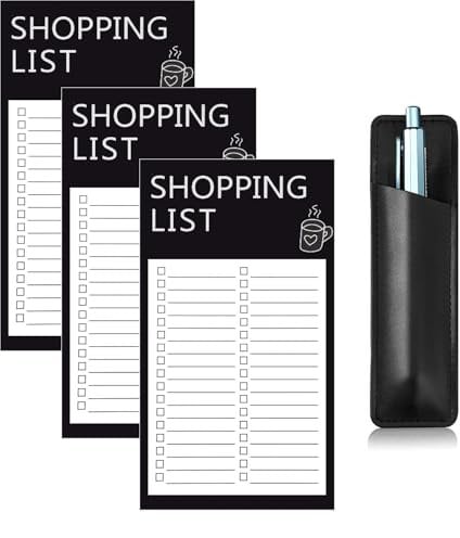 PQCLXUYA 3 Pack magnetische Notizblöcke für den Kühlschrank mit Stifthalter, 5,5 x 3magnetischer Notizblock für Kühlschrank, Schließfach, Aktenschrank, Aufgabenliste, Lebensmitteleinkauf (150 Blatt)