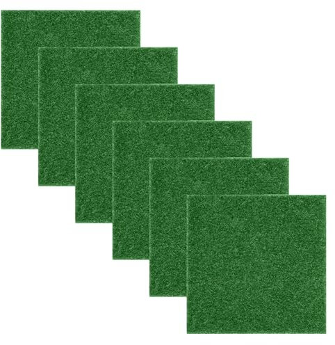 OUDQFCJ 6 Pezzi Erba Sintetica per Mini Giardino, per Creazioni, Wichtel, Decorazione Mini Prato, Mini Giardino Erba, Piccolo per Creazioni, per DIY, Decorazione Mini Giardino (9,7 x 9,7 cm)
