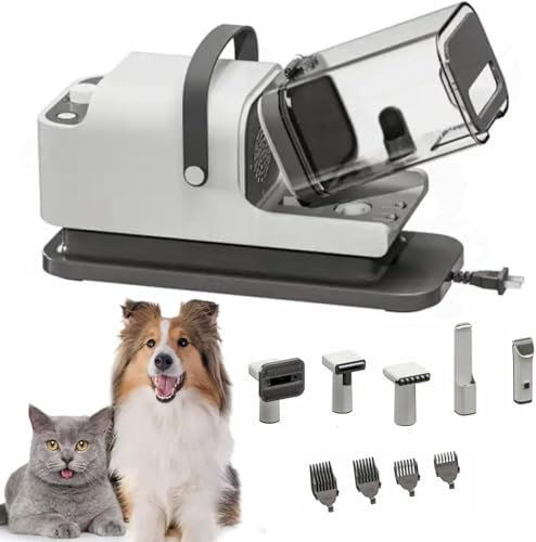 FBJAMZ Kit de aspiradora para el Aseo de Mascotas, aspiradora y Secadora de Pelo para Mascotas, cortadoras para Mascotas, Cepillo para aspiradoras para Perros, Gatos