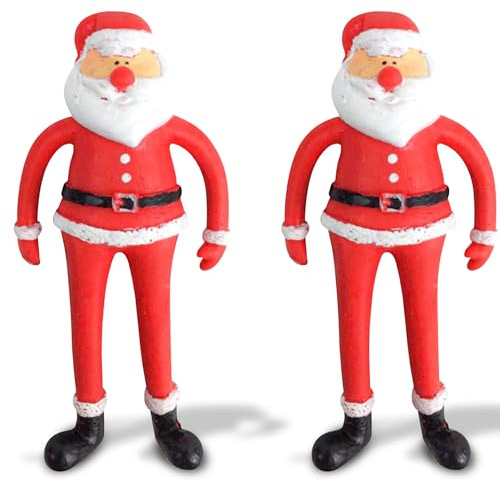 Quebec Playwrite Stretchy Father Christmas Unique Holiday Stocking Presents Christmas Eve Delights, Fun Kids Stocking Fillers Special Festive Surprises 12cm (Pack of 2)