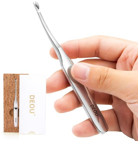DEOU Cuticle Trimmer Thick Handle, Stainless Steel V-Shape Pusher Tool