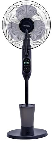 Powersonic Oscillating Misting Spray Pedestal Fan Tilt 3 Speed Black