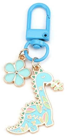 OBEISN Dinosaurier Schlüsselanhänger, Kleiner Schlüsselanhänger Für Damen Mit Blumenanhänger, Perfekt Als Geburtstagsgeschenk Für Freundin Oder Schwester, Modeaccessoires