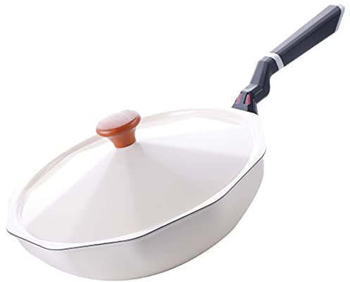GAOAZHEN Wok multifonction en aluminium, revêtement antiadhésif dérivé de la pierre, sauteuse avec couvercle, compatible avec les plaques de cuisson à gaz, à induction, électriques et vitrocéramiques
