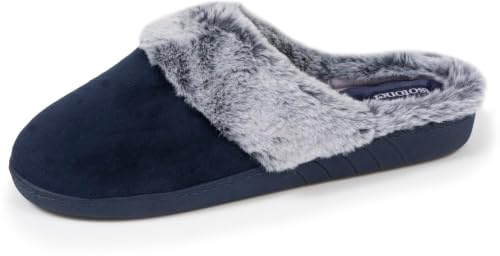 Isotoner Chaussons Mules femme semelle mousse à mémoire de forme | Pantoufle Velours Semelle ergonomique avec soutien voûte plantaire et mémoire de forme pour un confort durable