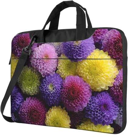 LHFIOHIRG Laptoptasche mit buntem Chrysanthemen, stoßfest, weiches Futter, Laptoptasche mit Schultergurt, reisefreundliche Aktentasche, Bunte Chrysanthemen, 25.5 x 35.5 cm