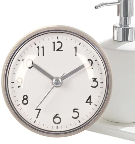 Senermter Badezimmer Uhr Wasserdicht | Saugnapf Wecker Mit Leicht Ablesbarem Zifferblatt | 7,5 cm Saugnapf Kleine für das Badezimmer,Für Home Office Schlafzimmer Wohnzimmer Küche Kühlschrank Spiegel