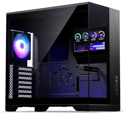 Phanteks XT V5 LCD PC-Gehäuse Midi-Tower ATX Tempered Glass | Schwarz, 7-Zoll-LCD, Showcase-Design, seitliche Luftzufuhr, 360-mm-Radiator-Support, RGB-Lüfter