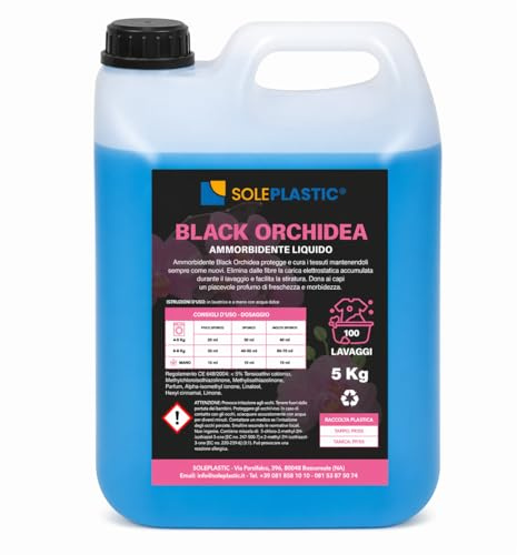 Ammorbidente Liquido 5 Litri PROFUMAZIONE (BLACK ORCHIDEA) 100 LAVAGGI - Morbidezza e Profumo Duraturo - Facilita Stiratura - Alta Resa per Lavatrice e Lavaggio a Mano - Uso Domestico e Professionale