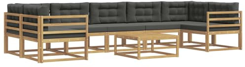 vidaXL Outdoor-Sofagarnitur mit Kissen 6 pcs Weiß und Anthrazit, Outdoor-Sofa-Set, modernes modulares Design, Akazienholz-Gartenmöbel, Flexible Patio-Lounge