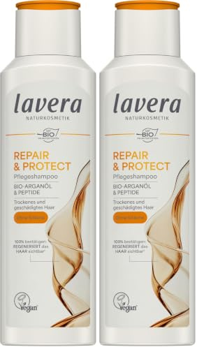 lavera Pflegeshampoo Repair & Protect - ohne Silikone - repariert die Haaroberfläche - für trockenes & geschädigtes Haar - vegan - Naturkosmetik - 250ml (Packung mit 2)