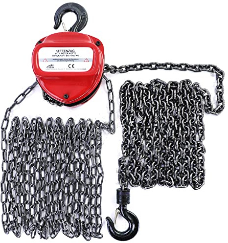 RAMROXX Profi 1000kg Kettenzug Flaschenzug Rot bis zu 4 Meter