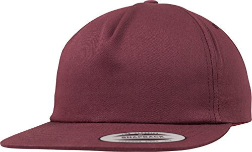 Flexfit Uni 6502-Unstructured 5-Panel Snapback Cap, Maroon, one Size