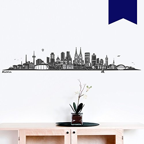 WANDKINGS Wandtattoo - Skyline Köln (ohne Fluss) - 180 x 33 cm - Dunkelblau - Wähle aus 6 Größen & 35 Farben