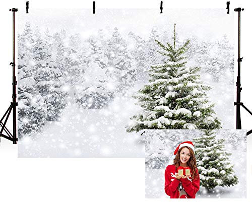 Mehofoto 2,1x1.5m Winter Schnee Szene Fotostudio Weihnachts Hintergrund Banner Schneeflocke Landschaft Kiefern Fotografie Kulissen Requisiten Heiligabend Kinder Erwachsene Party Dekoration Banner