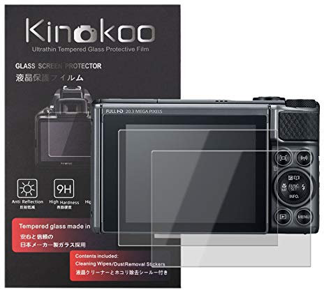 kinokoo Screen Protector for Canon PowerShot SX730 HS/SX740 HS camera, 0.25mm 9H Hardness Tempered Glass Film for Canon SX740 SX730 camera - Bubble Free& Anti-Scratch&Anti-Finger Print (2 Pack)