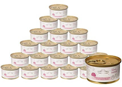 Dehner Premium Lovely Katzenfutter Adult, Ergänzungsfutter, Lachs und Weizengras mit Wachtelei, 24 x 85 g (2 kg)