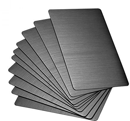 sourcing map Tarjeta de metal acero inoxidable 201 cepillado en blanco, placas para realizar manualidades de grabado e impresión láser, color negro, 15 unidades, 80 x 50 x 0,4 mm