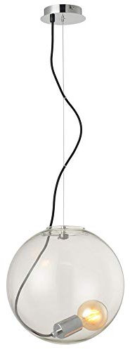 s.LUCE pro Sphere Galerieleuchte Pendellampe Glaslampe Glaskugel 5m Abhängung, Farbe:Chrom/Klar, Größe:Ø 30cm