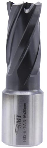SMI HSS TiAlN Kernbohrer 16 mm Drm. Schnitttiefe 30 mm, Aufnahme 19 mm Weldonschaft