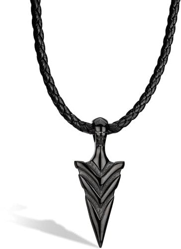 SERASAR Lederkette Herren mit Anhänger - 50cm schwarz Lederkordelkette Schmuckschatulle für Echtleder Geschenk Schmuckband