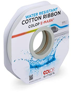 COLOP e-mark Baumwollband, wasserabweisend, weiß, 15 mm x 25 m, 1 Stück, zur Bedruckung e-mark
