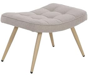 byLIVING Hocker UTA/gepolsterter Fußhocker in Web-Stoff beige Sandfarben mit Ziersteppung/Gestell schwarz pulverbeschichtet/Fuß-Ablage/Sitzhocker/Fußbank / 60 x 39 x 41 cm (BxHxT)