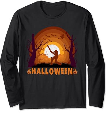 Cricket And Moon Silhouette Halloween Sport Costumes Langarmshirt