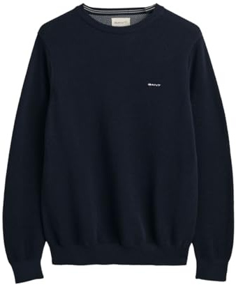 Gant Herren Cotton Pique C-Neck Pullover, Evening Blue, Standard