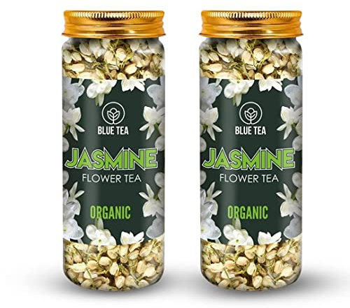 BLUE TEA- Jasmine Flower Tea - 30g (Pack of 2) 60 Cups | Stress Relief | Flower Based - Herbal Tea - Caffeine free - Non-GMO | Pet Jar Packaging