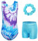 XFGIRLS Gymnastikanzug für Mädchen, ärmellos, glitzernd, Ballett, Tanz, Turnanzug, athletische Shorts für Mädchen, 3–14 Jahre, Blau gebunden, 9-10 Years