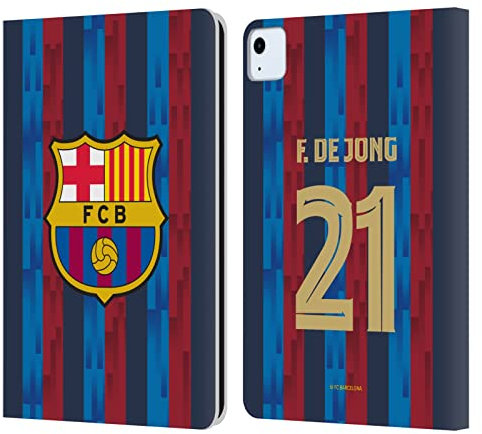 Head Case Designs Licenciado Oficialmente FC Barcelona Frenkie de Jong Equipación De Jugadores 2022/23 Carcasa de Cuero Tipo Libro Compatible con Apple iPad Air 2020/2022