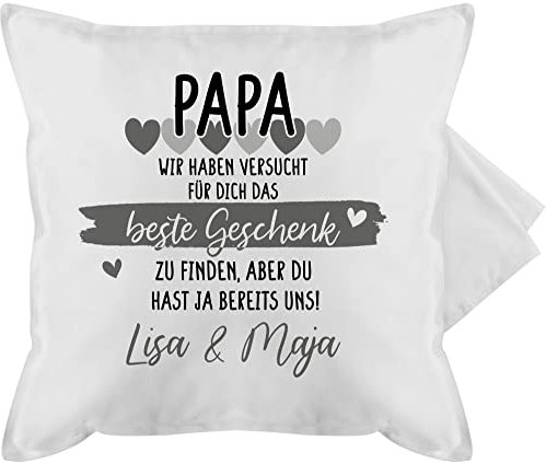 Kissenbezug - zum - Papa wir haben versucht für Dich das tollste Geschenk zu Finden I Papa Geschenk Vatertag - 50 x 50 cm - Weiß - personalisierte Geschenke Vater Vatertagsgeschenk perfekte Kissen