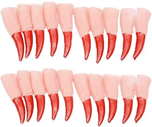 Bohue 20Pcs Hexen Finger Claws Red Witch Finger Fake Zombie Fingernägel Halloween Kostüm Prop Fake Hexe Finger für Halloween Karneval Cosplay Party, rot, One size