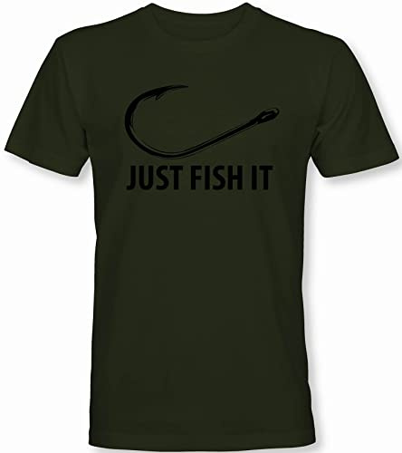 Angler T-Shirt: Fish It - Geschenk für Fischer und Angler - Geschenk für Angler - Anglerbekleidung Herren - Angelkleidung Männer - Angeln - Anglerin - Fisch - Grau - Army (S)