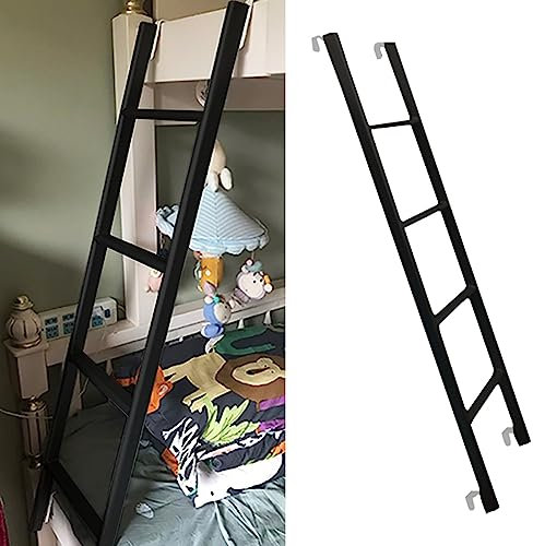 Hochbett Leiter Etagenbettleiter aus Metall, Schwarze Trittleiter, 47/51/55/59/63 Wohnmobil-Etagenleiter/Wohnheim-Hochbettleitern, Platzsparende Wohnmobilleiter mit 4 Haken ( Size : 120cm/47.24 i