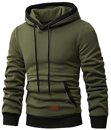 JMIERR Hoodie Herren Baumwolle Langarm Herren Pullover Warm mit Kapuze