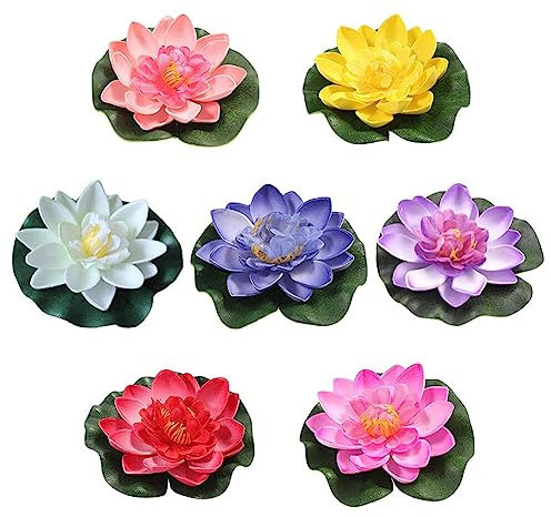 Mikikit 7st Lotus Dekoration Hochzeit Brunnen-Lotus-Ornament Schwimmende Seerose Lilien Teichwasseroberflächenverzierung Teich-Pool-Lotus Fälschung Party Plastik 7c Requisiten Schwimmbad