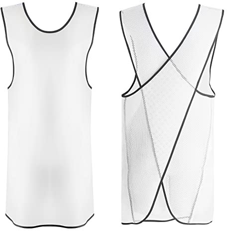 MeYuxg Weiß Wasserdichte Schürze, Verkurztes Design Schurze, Kunstlederschürze, japanischen Stil Schürze mit Taschen, Ideal für Kochen, Friseur,Geschirrspülen, Hundepflege,Handwerk,Backen,Kaffee