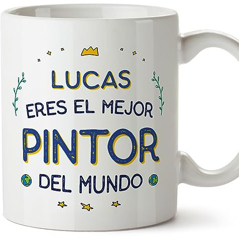 MUGFFINS Tazas Personalizadas para PINTOR hombre - En Español - Mejor del Mundo - 11 oz / 330 ml - Regalo Personalizable original y divertido