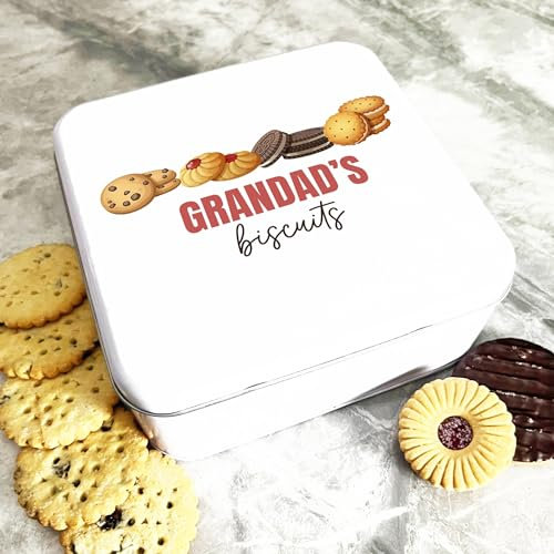 Square Grandad's Biscuits Assortment Personalised Biscuit Tin Personalised Gift | Custom Gift | Personalized Tin | Cake, Biscuit & Treat Tins | Gift For Her | Gift For Him