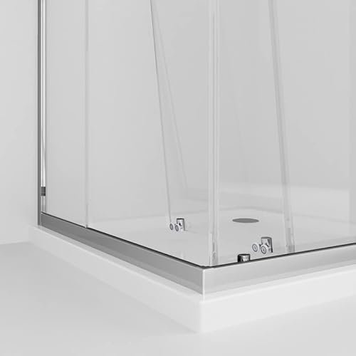 Goezes Duschkabine Duschwand, Freistehend, Modern, Glänzend, Aluminium, Edelstahl, Tempered Glass, 1 Stück, Klares Glas