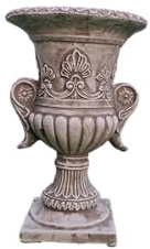 OUTLET DEL GIARDINO Vaso Tondo Festonato Calice In Polvere Di Marmo Coppetta Altezza 29 Cm - Diametro 19 Cm - Base 12x12 - Peso 4 Kg