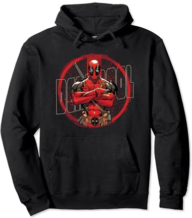 Deadpool Splatter Posed Logo Pullover Hoodie